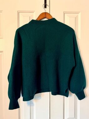 Whistles Deep Teal Ribbed Mock-Neck Sweater size Medium
